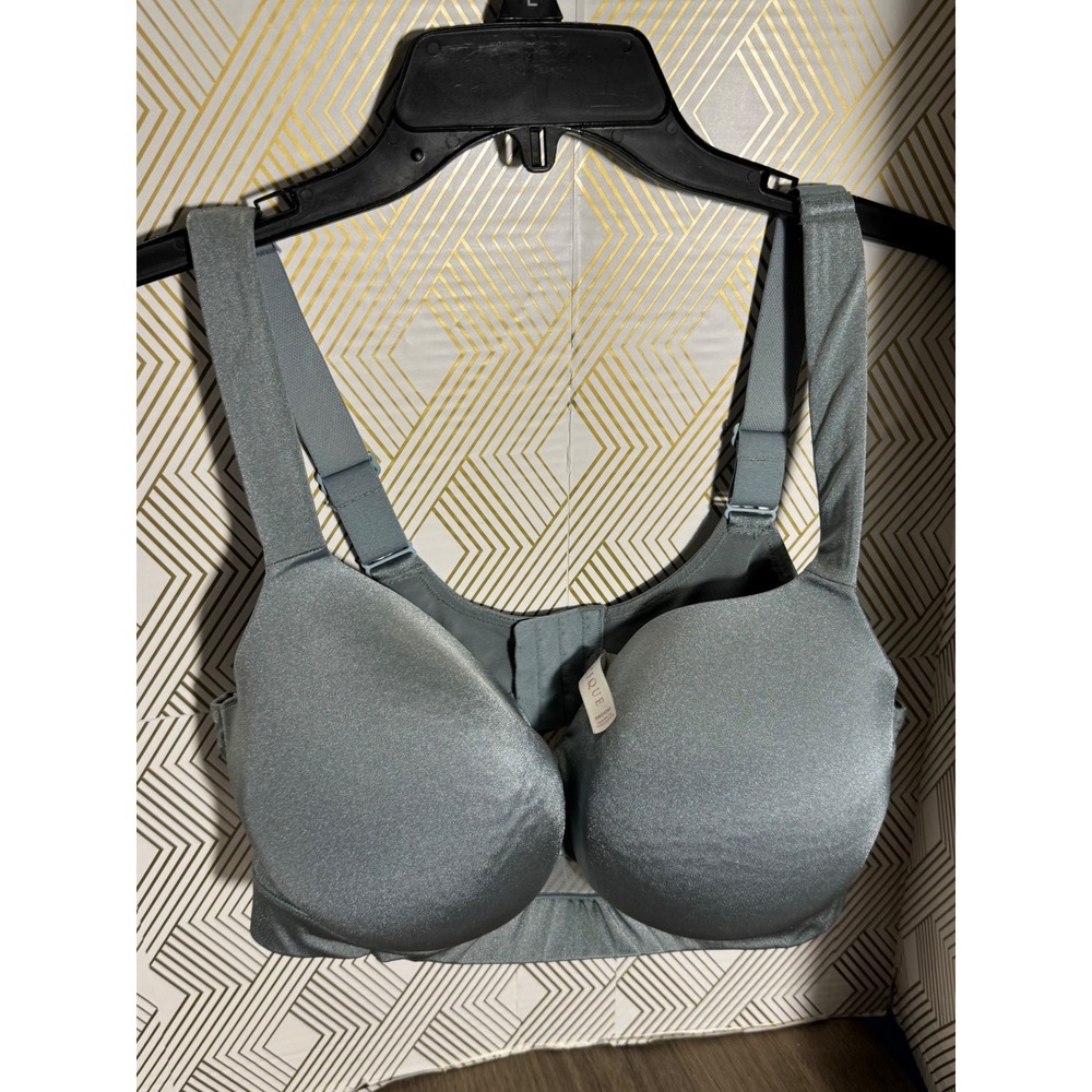 Cacique Slate Gray Shimmer Wire Free‎ Padded Bra 38DDD Lane Bryant